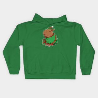 Capybara Christmas Elf Costume Kids Hoodie